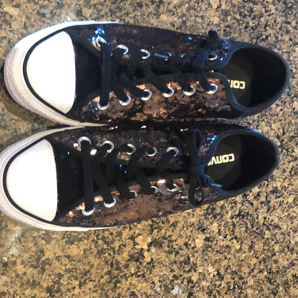 Black sequin Converse.  size 9